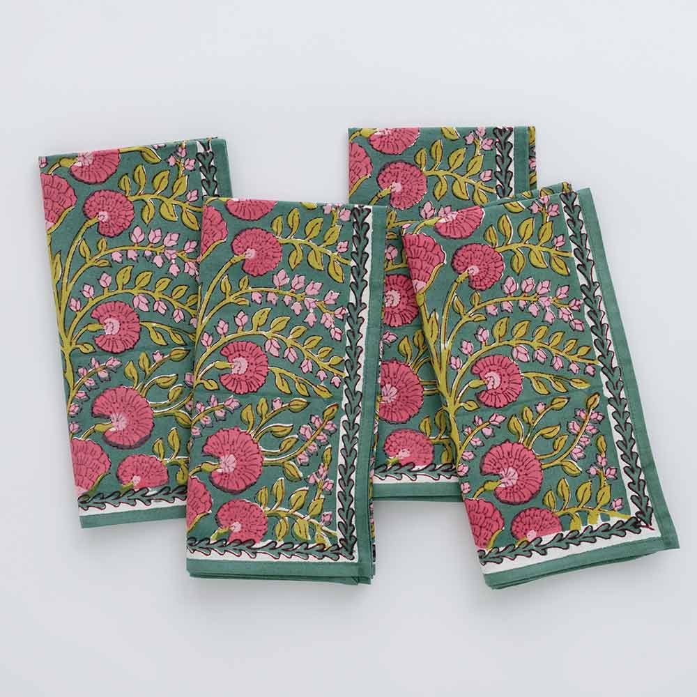 Cactus Flower Jade Napkin - Set of 4