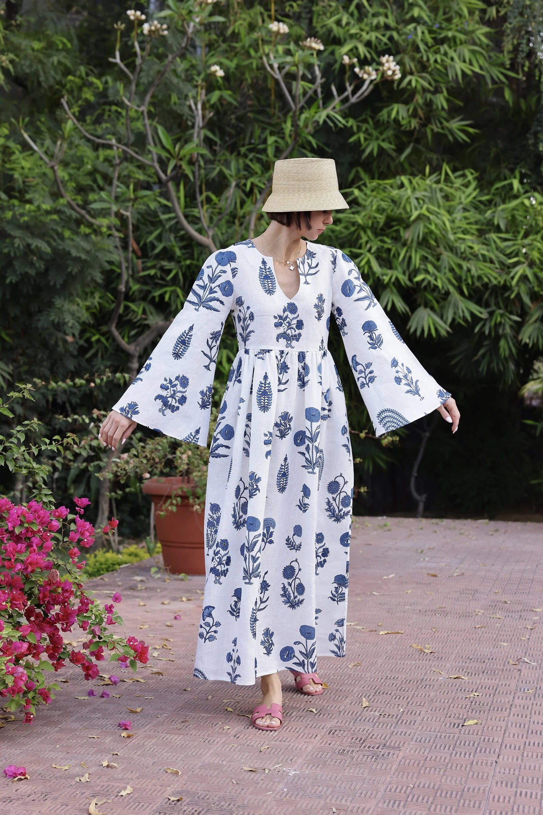 botanical maxi dress Lugano category:Summer Haze Wine Red Square Neck SMALL 19 (47CM) Size:42S/36W